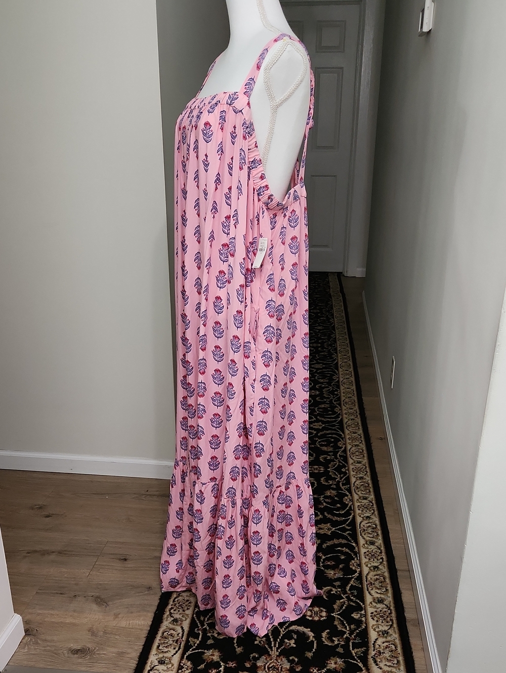Old Navy Pink Posies Tie Back Cutout Ruffle Maxi Dress Plus Size 3X NWT - Picture 5 of 16